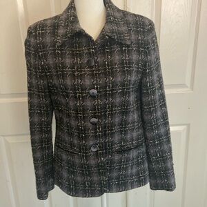 Amanda Smith black/gray plaid jacket, size 8